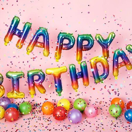 BALON FOLIOWY TĘCZOWY HAPPY BIRTHDAY 340x35cm
