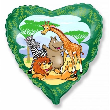BALON FOLIOWY ZWIERZĘTA Z DŻUNGLI 46cm