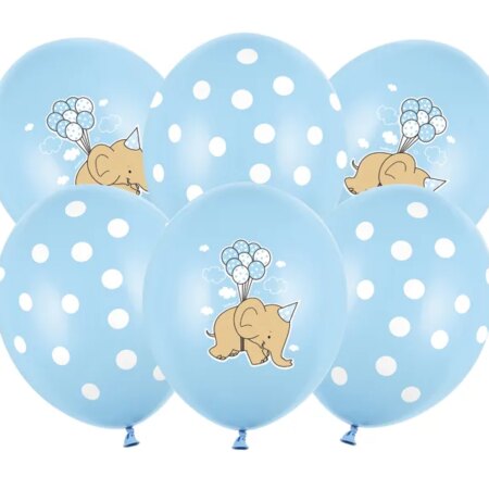 BALONY SŁONIK PASTEL BABY BLUE 6szt