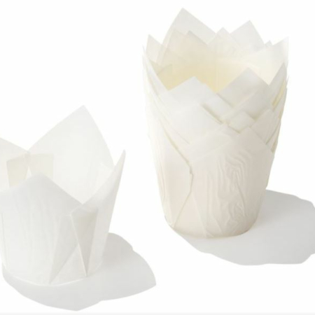 PAPILOTKI TULIPAN BIAŁY śr 5cm, H7,2cm 30szt