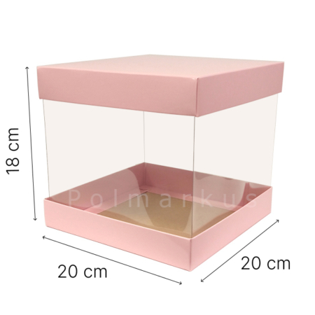 PUDEŁKO NA TORT RÓŻOWE 20x20x18cm