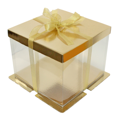 PUDEŁKO PRZEZROCZYSTE ZŁOTE 30x30x25cm