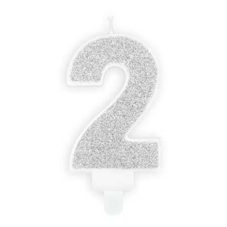 ŚWIECZKA CYFRA „2” SREBRNA