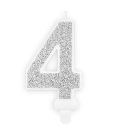 ŚWIECZKA CYFRA „4” SREBRNY
