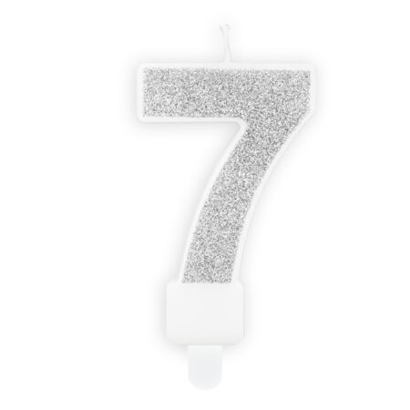 ŚWIECZKA CYFRA „7” SREBRNY