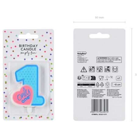 ŚWIECZKA ONLY ONE BŁĘKIT CYFRA 1