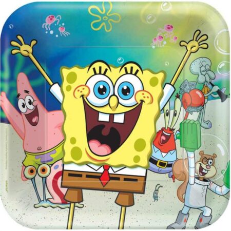 TALERZYKI PAPIEROWE SPONGE BOB 23×23, 8szt