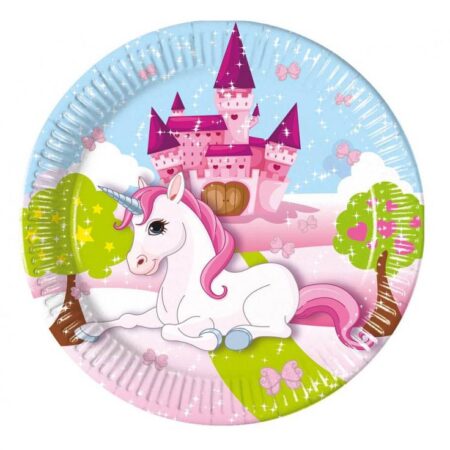 TALERZYKI ZAMEK JEDNOROŻEC 23cm, 8szt