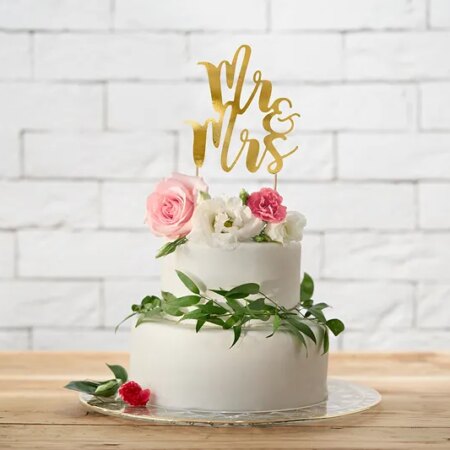 TOPPER NA TORT Mr&Mrs, ZŁOTY