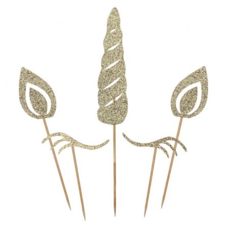 TOPPERY JEDNOROŻEC, ZŁOTY BROKAT. 5szt