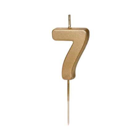 ŚWIECZKA URODZINOWA, CYFRA 7. ZŁOTA 4,5cm