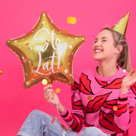 BALON FOLIOWY STO LAT, ZŁOTY 40cm