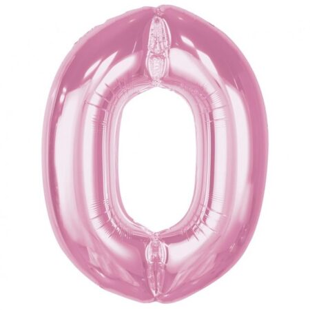 BALON FOLIOWY RÓŻOWY CYFRA 0