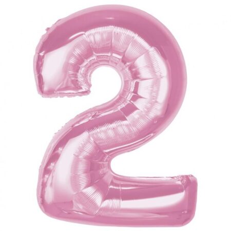 BALON FOLIOWY, RÓŻOWY, CYFRA 2