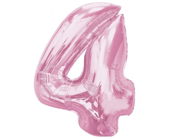 BALON FOLIOWY, RÓŻOWY, CYFRA 4