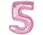 BALON FOLIOWY RÓZOWY, CYFRA 5