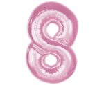 BALON FOLIOWY, RÓŻOWY, CYFRA 8