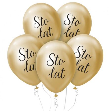 BALONY PLATYNOWE ZŁOTE, STO LAT 5szt
