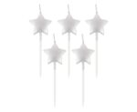 ŚWIECZKI GWIAZDKI NA PATYCZKU SREBRNE, 5 SZT.