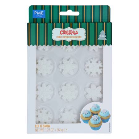 DEKORACJE CUKROWE PLATKI ŚNIEGU 12szt